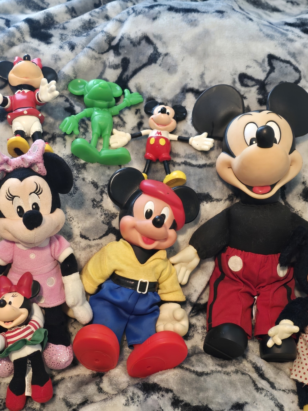 Vintage Disney Mickey/Minnie Mouse Plush and Figures 12 Piece Set  Fair Cond.